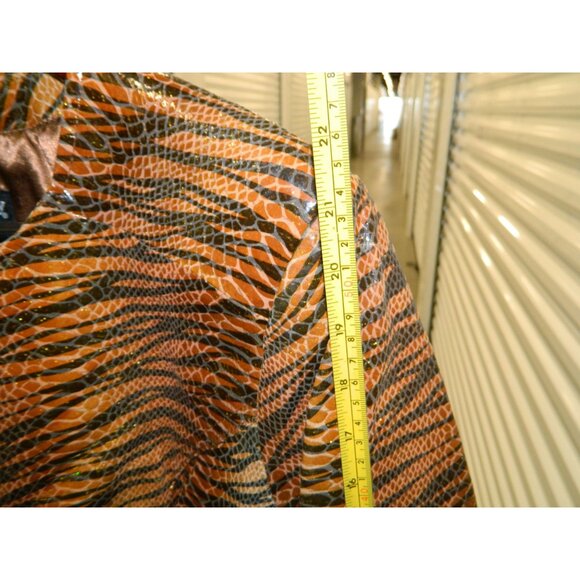 Pamela McCoy Size L New Leather Animal Print Jacket Zippered Front & Cuffs - Picture 15 of 15